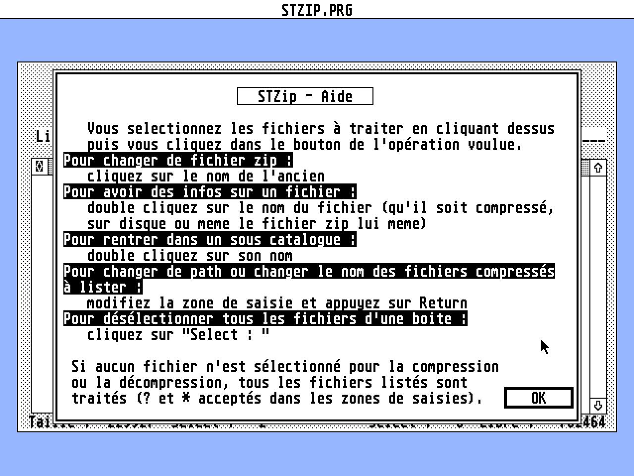 STZIP atari screenshot